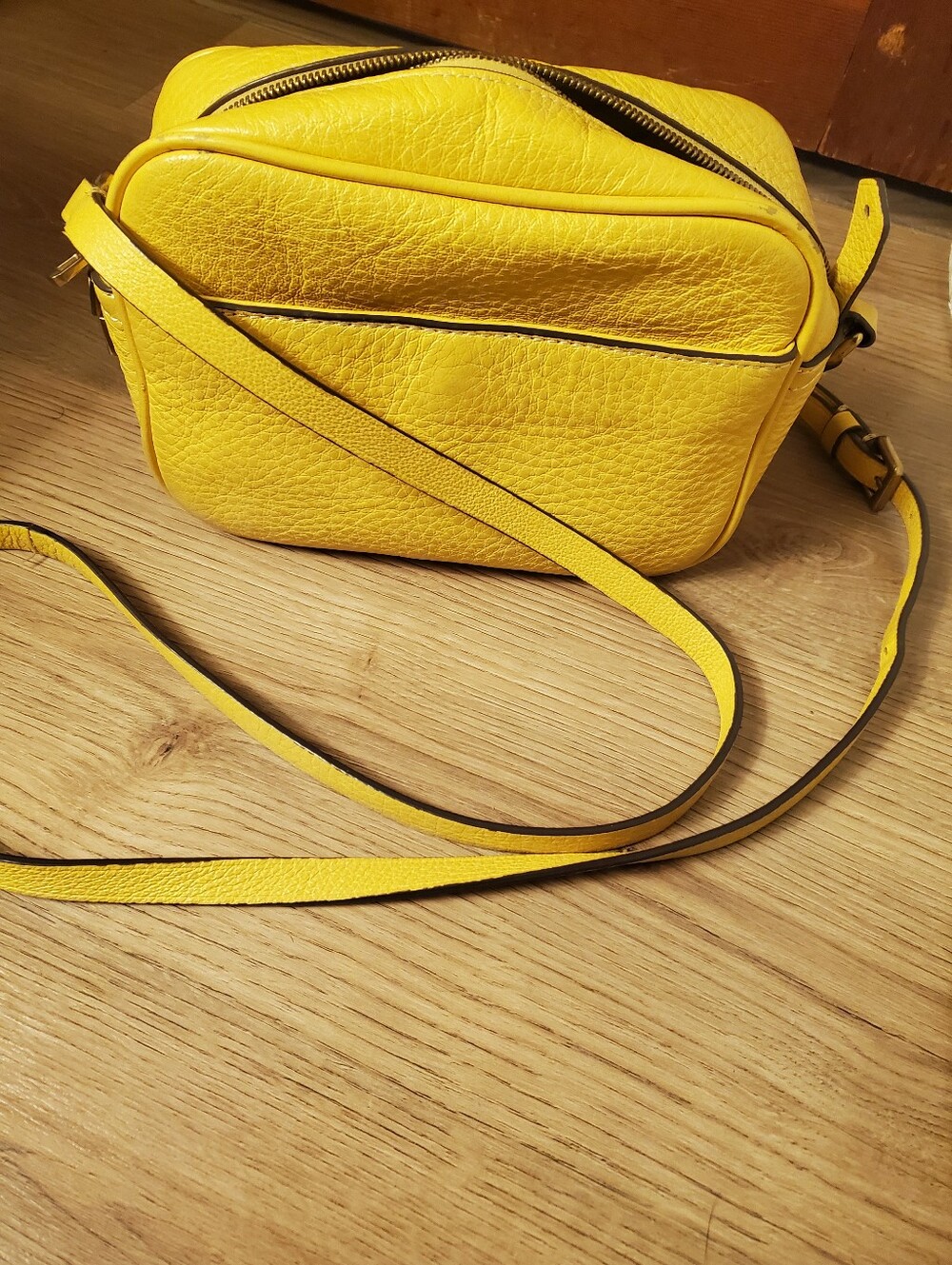 J. CREW Signet Yellow Crossbody Camera Bag - Leather